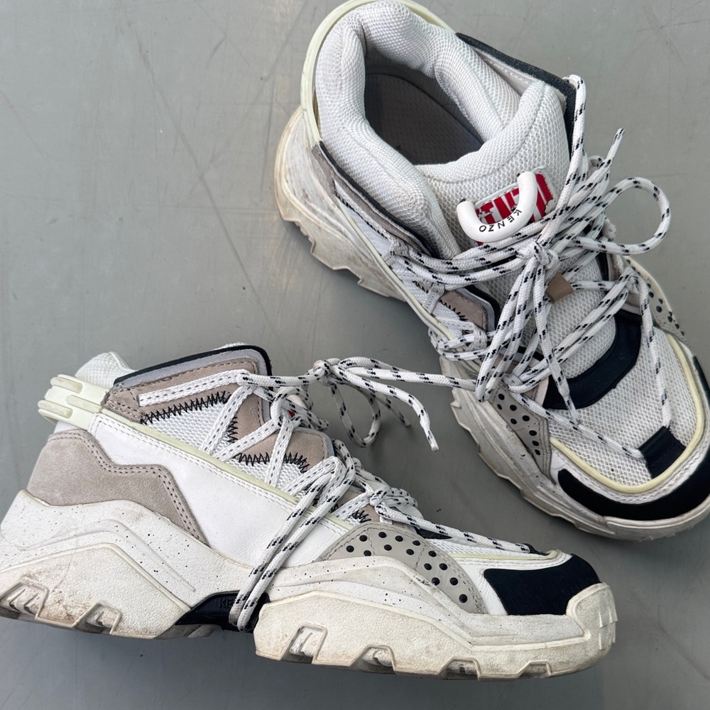 Kenzo Inka Chunky Low Top White Sneaker Pale Grey Men’s US Size 39